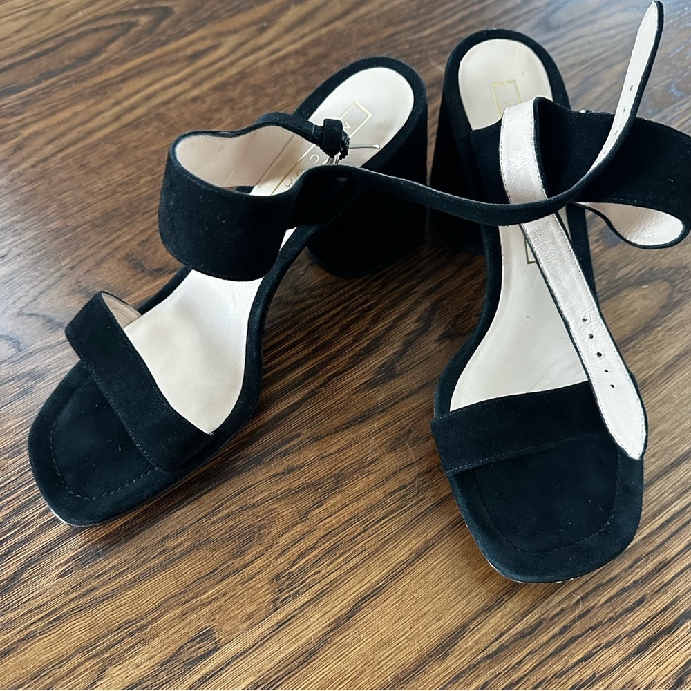Marc Jacobs Emilie Strap Sandal black suede ankle strap block heel